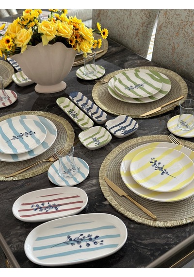 36 Parça 6 Kişilik Flower Line Kahvaltı Takımı-3748 Çok Renkli