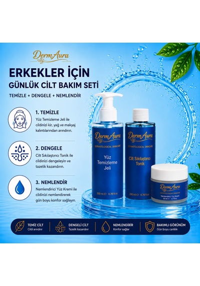 Erkekler İçin Günlük Cilt Bakım Seti 3'lü Bakım Seti