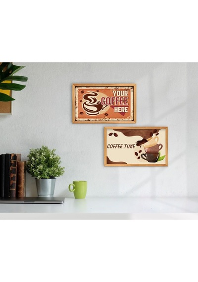 Bk Home Coffee Tasarımlı Dekoratif 2'Li Retro Ahşap Tablo-14 (551047951)