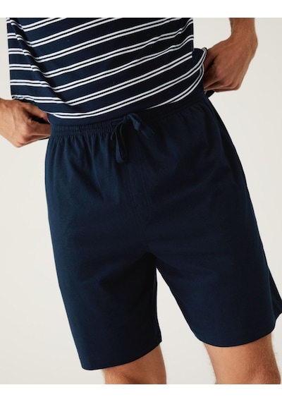 Marks & Spencer Saf Pamuklu Kısa Kollu Pijama Takımı T07000004 Lacivert