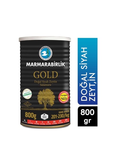 Marmara Birlik Gold Teneke Zeytin 800 Gr 201-230 6'li Paket