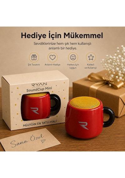 Kahve Kupa Tasarımlı Taşınabilir Hoparlör Mini Kablosuz Bluetooth Hoparlör Bluetooth 5.4 5w Güçlü Ses Soundcup Ry-sc01