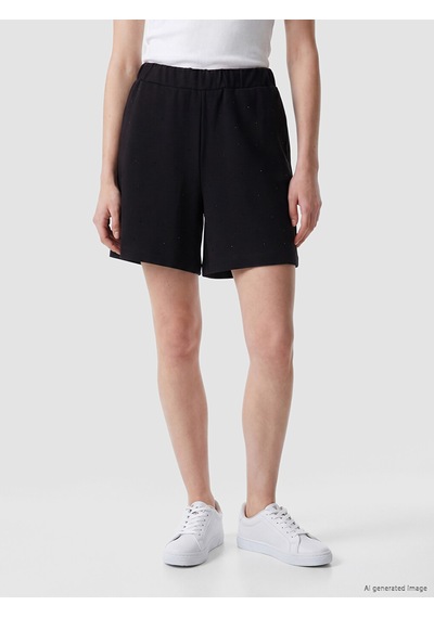 Lcw Comfort Siyah Soft Touch Taşlı Kadın Şort