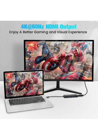 Apple Uyumlu MacBook iPad Alüminyum 7 In 1 Type C 3.1 Hub 4k 60hz Hdmı Usb 3.0pd 100w Sd/tf