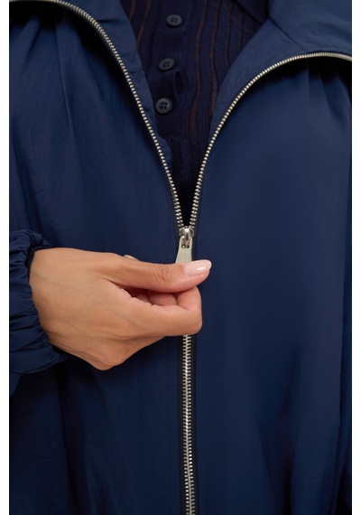 Mai Collection Azel Fermuarlı Oversize Lacivert Bomber Ceket Lacıvert