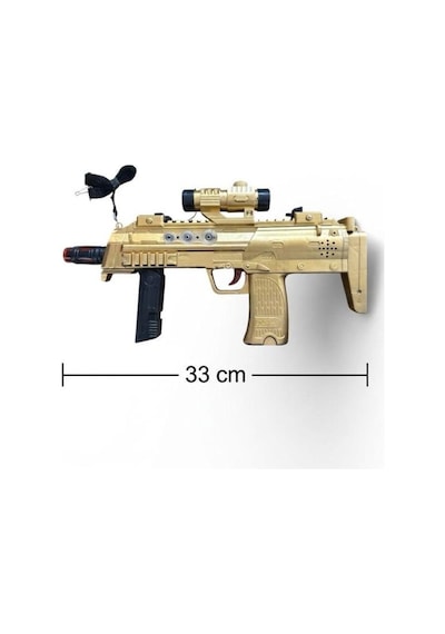 33cm Işıklı Sesli İpli Hareketli Parçalı Askeri Temalı Çocuk Oyuncak Silahı