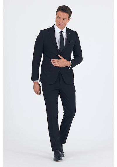 İmza Siyah Kırlangıç Yaka 6 Drop Slim Fit Tam Astar Esnek Takım Elbise 1001260011