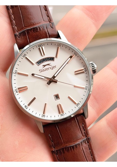 Slazenger Erkek Deri Kordon Bileklik Hediyeli 2 Yıl Garantili Suya Dayanıklı Kol Saati Vs.blkt.0758 Rose Gold