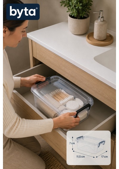 600 Ml Kilitli Kapaklı Şeffaf Çok Amaçlı Saklama Kutusu Mini Organizer Şeffaf