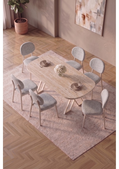 Hooli 90x168 Traverten Mdf Masa, Metal X Ayak, Metal Sandalye, 6 Kişilik Mutfak Masası Takımı Ve Yemek Masası Takımı Açık Gri Hooli 90x168 Traverten Mdf Masa, Metal X Ayak, Metal Sandalye, 6 Kişilik Mutfak Masası Takımı Ve Yemek Masası Takımı Açık Gri