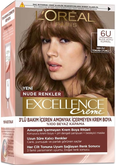 L'Oréal Paris L'Oréal Paris Excellence Creme Nude Renkler Saç Boyası – 6U Nude Koyu Kumral Diğer