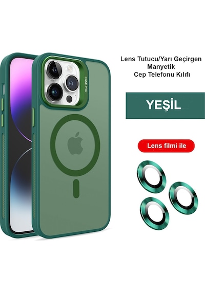 Joko iPhone 14 Pro Kılıf Flet Lens Magsafe Kapak - Glblseme - 86 Koyu Yeşil