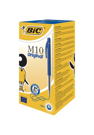 Bic Tükenmez Kalem M10 Basmalı 50 Li Mavi Çok Renkli