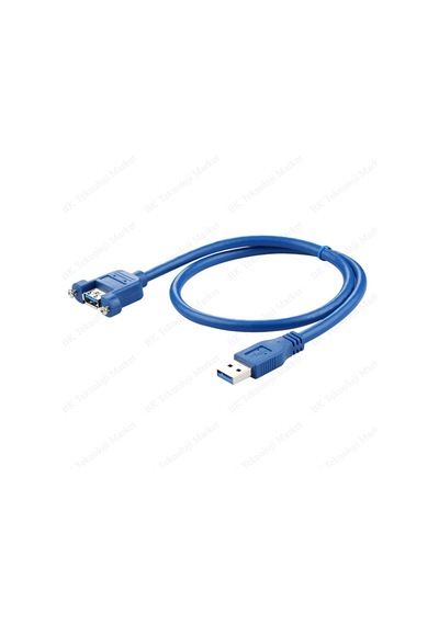 Panel Tipi Vidalı Usb 3.0 Dişi - Erkek Uzatma Kablosu-50cm