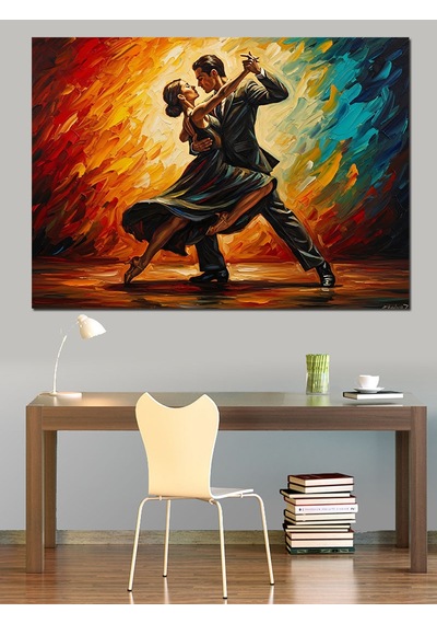 Ahşap Tablo Ateşler İçinde Dans Eden Çift