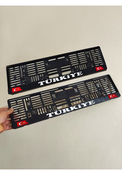Oto Motto Plakalık İnce Parlak Siyah Plakalık Araba Plaka Çerçevesi 2 Adet Türkiye Yazılı