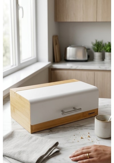 Cooker Viona Metal Kapaklı Bambu Ekmek Kutusu Ckr4540 Beyaz