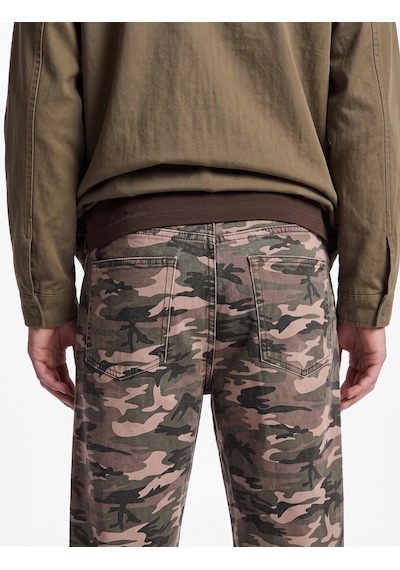 Koton Rahat Kalıp Pamuklu Cepli Kamuflaj Desenli Baggy Jean Pantolon Kahverengi Desenli 7wam40276nd