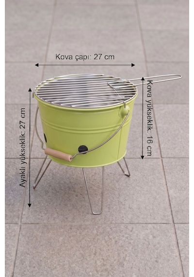 Küçük Katlanabilir Metal Piknik Izgara Mangal Barbekü Açık Yeşil