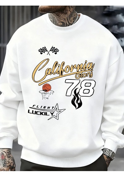 Startmore Tarzsokak California Glory Basketbol Numarası 78 Desen Kazak Erkekler Sokak Rahat Spor Gömlek Sonbahar Beyaz