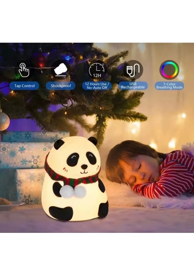 Sensörlü Işık Değiştiren Panda Gece Lambası Hediyelik Ürün Çok Renkli