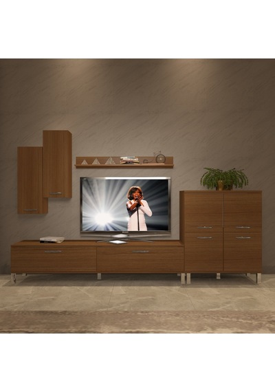 Decoraktiv Eko 6 Slm Std Krom Ayaklı Tv Ünitesi Tv Sehpası Ceviz