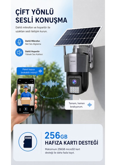 Tek Kameralı 5mp Solar Panelli Sim Kartlı Gece Görüşlü Güvenlik Kamerası