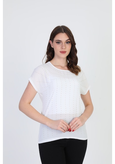 Ella Camelia Kadın İşlemeli Bluz 19E093 Ekru