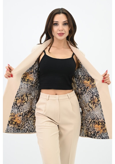 Kadın Leopar Astar Detaylı Ceket Takım 0115-25 001