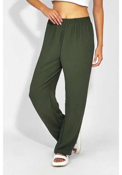 Kadın Beli Lastikli Ayrobin Eşofman Pantolon Haki