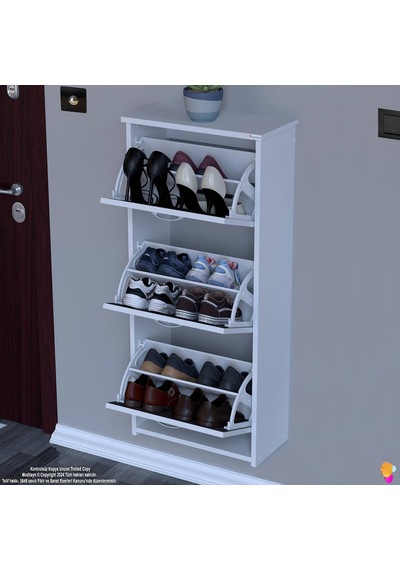 Modilayn West Asma Kapı Önü 52x116x26 Cm Lik 3 Düşer Kapak 6 Göz Bölmeli Ayakkabılık Antrasit - Beyaz Modilayn West Asma Kapı Önü 52x116x26 Cm Lik 3 Düşer Kapak 6 Göz Bölmeli Ayakkabılık Antrasit - Beyaz