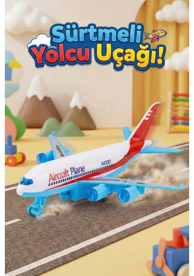 16 Cm Friksiyonlu Sivil Yolcu Hava Aracı Replikası - Mini Yolcu Hava Taşıtı Modeli, Öğretici Çocuk Maketi