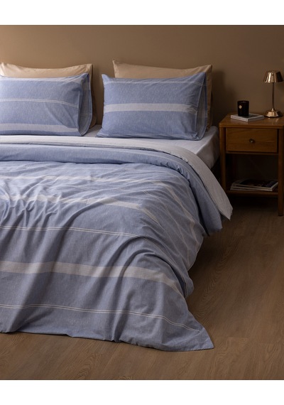 Madame Coco Boswell King Size %100 Pamuk Ranforce Baskılı Çarşaflı Nevresim Takımı - Mavi 8684427293881 Çok Renkli