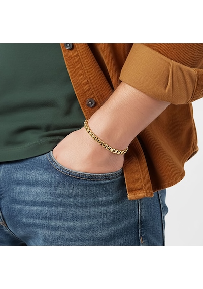 Premium Arnavut Çelik Zincir Bileklik 6mm Yuvarlak 3183czb2d6 - 20 Cm - Altın Renk Altın