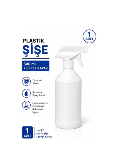 Plastik Şişe 500 ML + Sprey Kapak 1 Adet