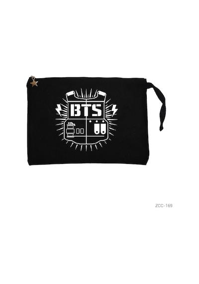 Zepplin Giyim Bts Sheild Logo Siyah Clutch Astarlı Cüzdan / El Çantası