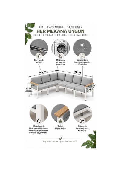 Neokas L Köşe Koltuk Takımı 6 Kişilik Bahçe Mobilyası Balkon Ve Teras Oturma Grubu Beyaz Neokas L Köşe Koltuk Takımı 6 Kişilik Bahçe Mobilyası Balkon Ve Teras Oturma Grubu Beyaz