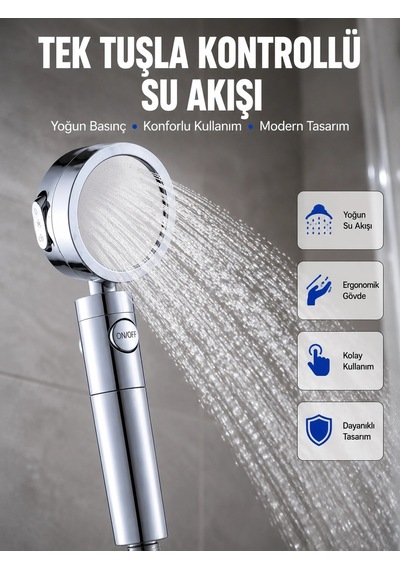 Mey İthalat Masaj Ve Yağmur Modlu Su Tasarruflu Duş Başlığı Çok Renkli