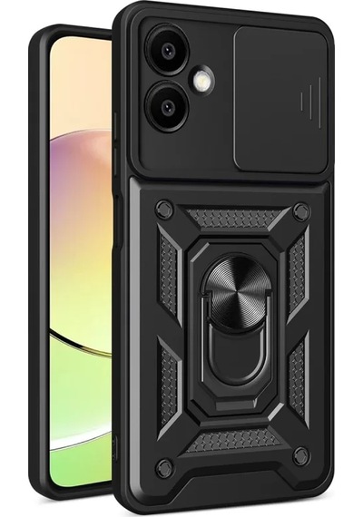 Newface Samsung Galaxy A06 Kılıf Pars Lens Yüzüklü Silikon - Siyah