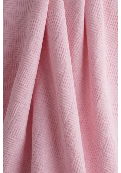 %100 Pamuk Dama Desenli Tek Kişilik Pike Pembe 160x230