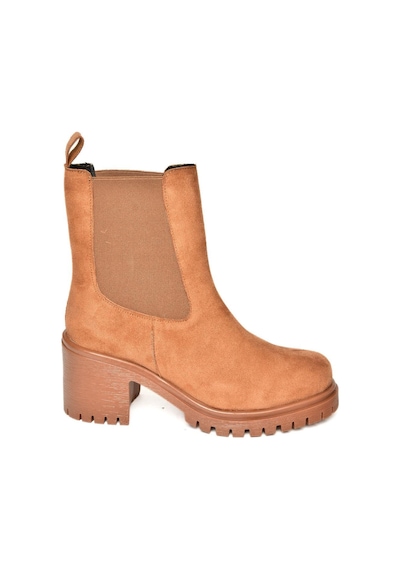 Fox Shoes T726981602 Taba Süet Lastikli Kalın Topuklu Kadın Bot Taba-Süet Taba