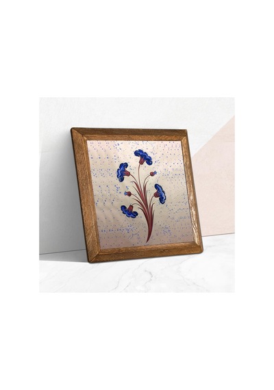Lexroo Ebru Sanatı Taş Duvar Tablosu Ahşap Çerçeveli Duvar Dekoru Wall Art 25x25cm W1-242