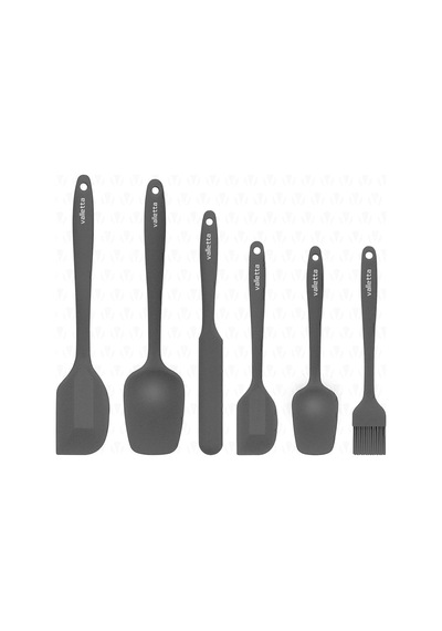 Ayrex Drongo Isıya Dayanıklı Yanmaz Yapışmaz Silikon Spatula Seti 6 Parça Gri Diğer