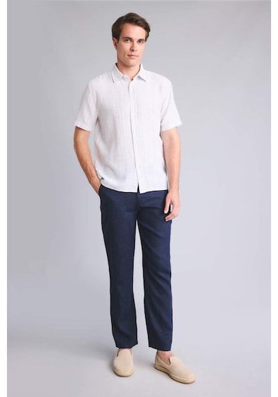 Defacto %100 Keten Relax Fit Pantolon G1395ax26smnv106 Lacivert-nv106