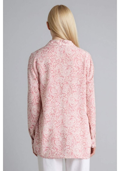 Defacto Loose Fıt Gömlek Yaka Baskılı Uzun Kollu Tunik T0609az26sppn623 Pembe-pn623
