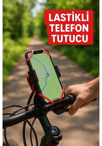Lastikli 360 Dönebilen Bisiklet Telefon Tutucu Tüm Modellerle Uyumlu, Gidon Montajlı Diğer