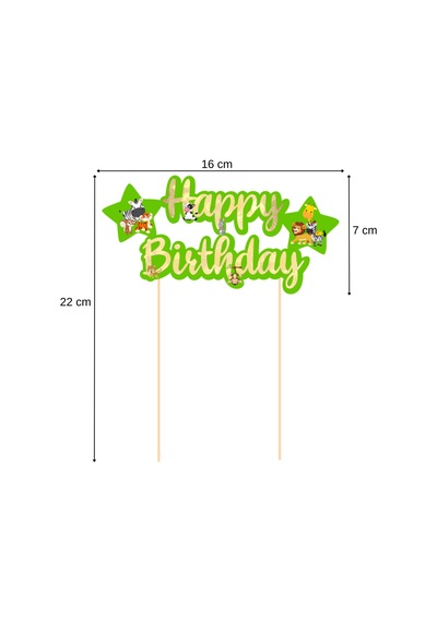Safari Temalı Happy Birthday Kaligrafi Pasta Üstü Süs Tüm Yaşlar