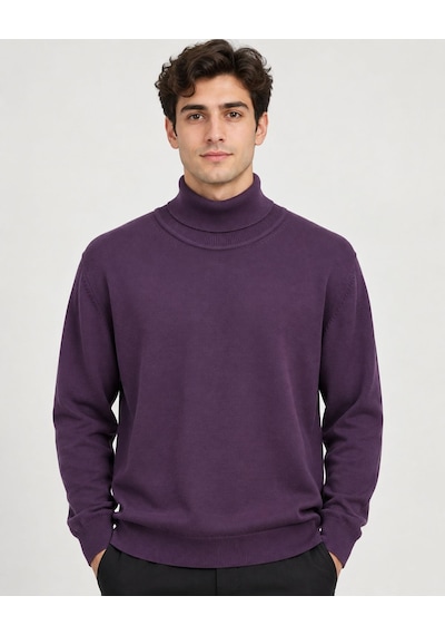 Classics Men Huffa Erkek Slim Fit Boğazlı Erkek Triko 7430 Mor