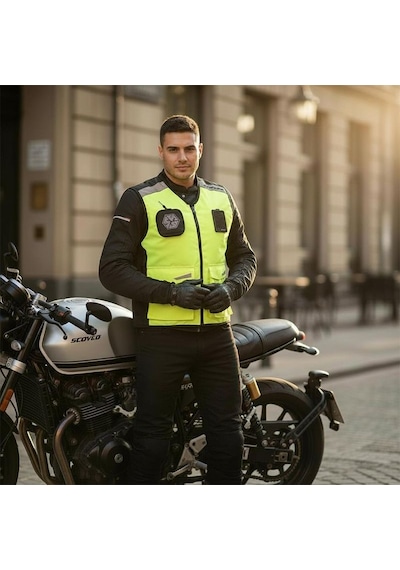 Scoyco Jk30 Motosiklet Reflektörlü Yelek Windstoper Kumaş Reflektör Motorcu Yeleği