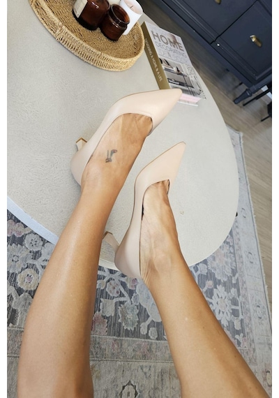 10 1896 Topukla Kadın Kadeh Topuklu 6 Cm Topuklu Stiletto Ayakkabı Ten